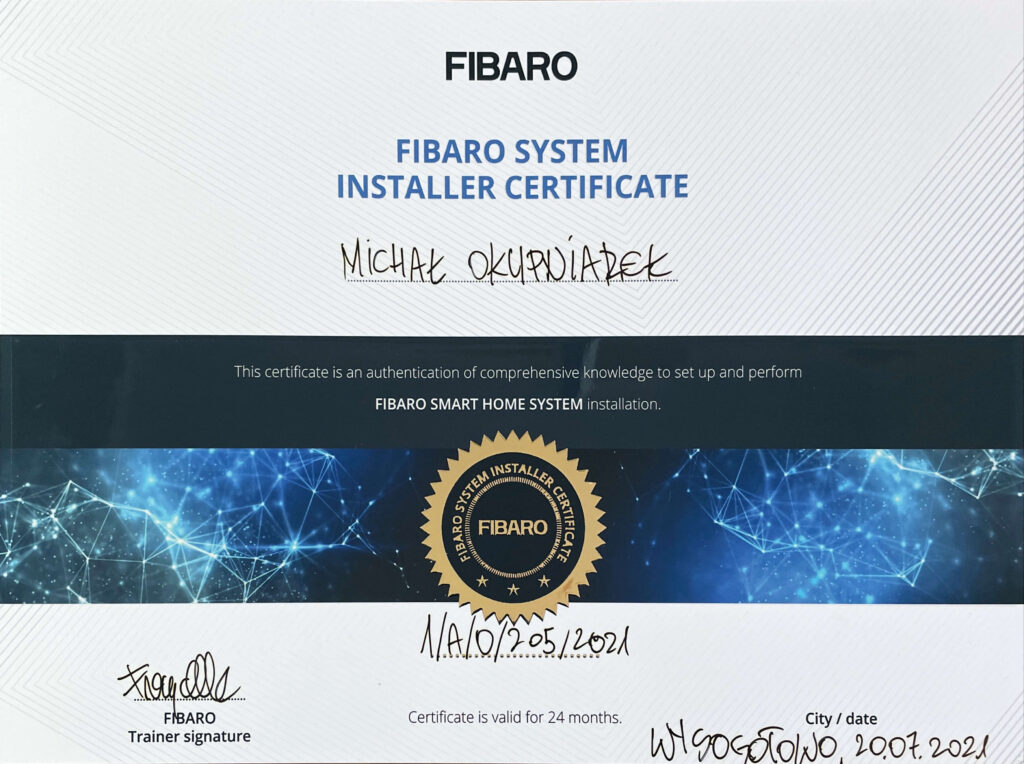 FIBARO Certyfikat Inteligentny Dom
