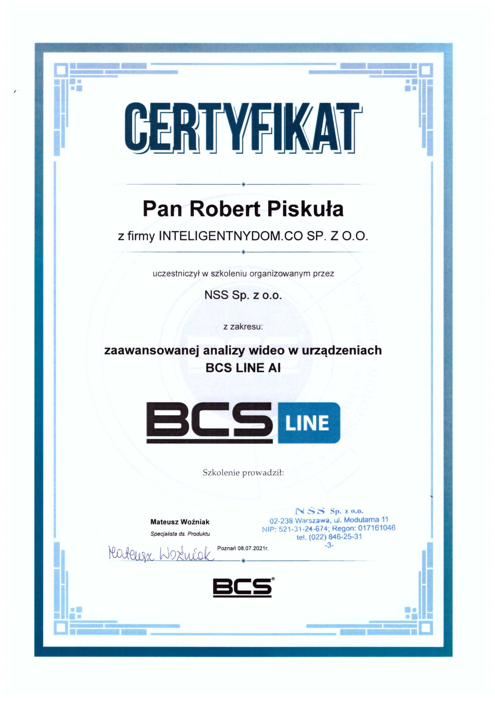 BCS Certyfikat Inteligentny Dom