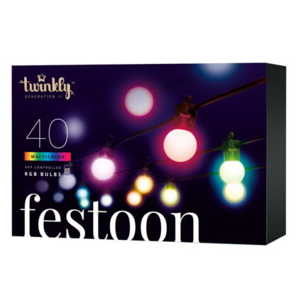 Twinkly Festoon Lights - Feston świetlny – zestaw startowy 40 RGB LED 20 m (TWF040STP-BEU)